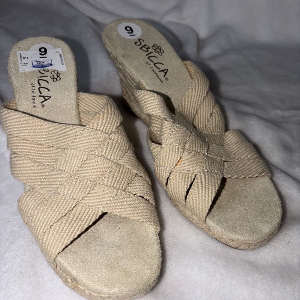 Sbicca of California‎ woven strap wedge sandals Size 9 See Picture For Details